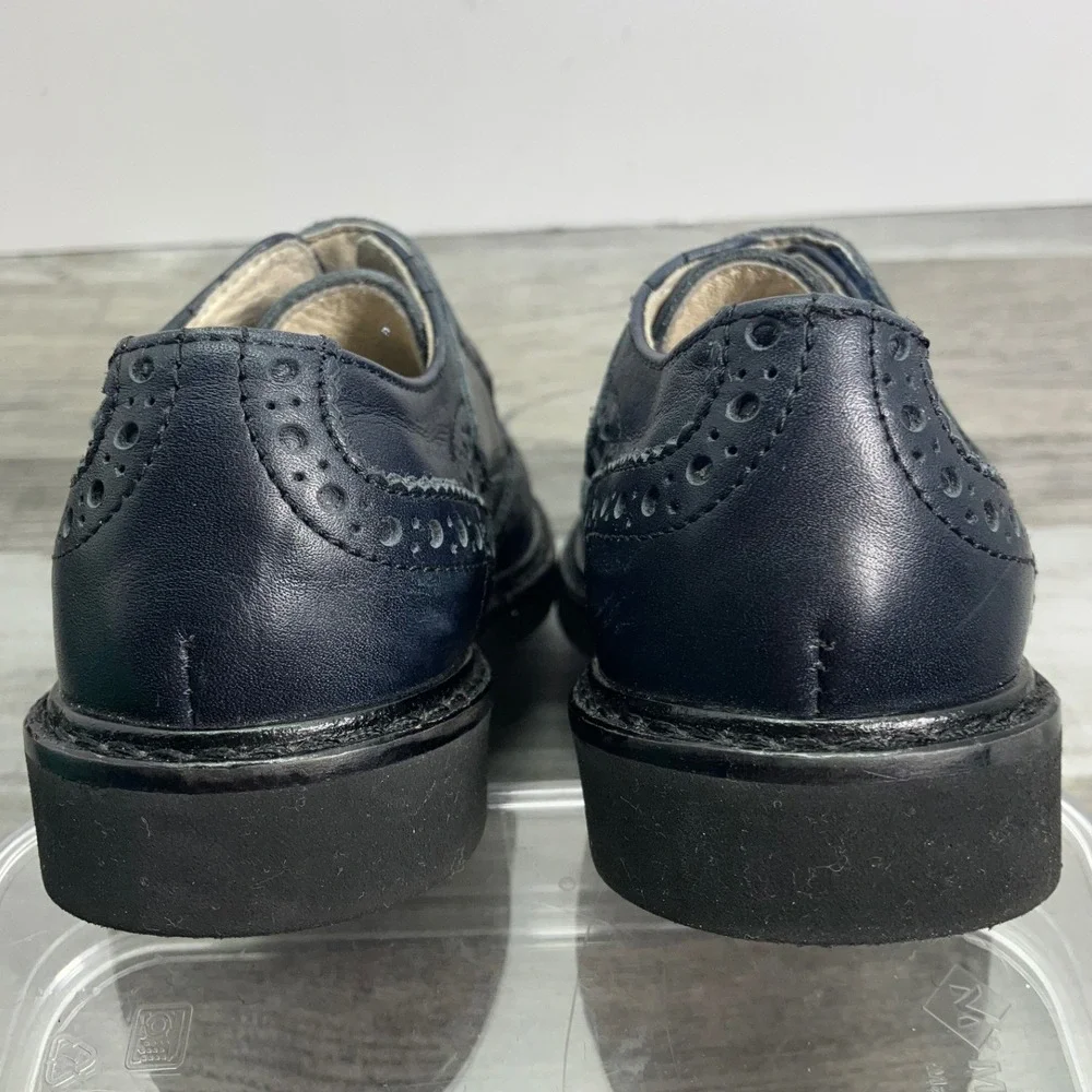 Montelpare Tradition Kids Navy Blue Leather Wingtip Brogue Loafers Italy Size 25